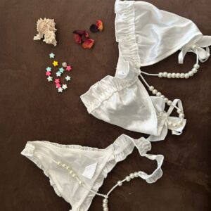 conjunto lenceria blanco satin talla S
