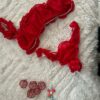 conjunto de lenceria rojo con borde de encaje talla S