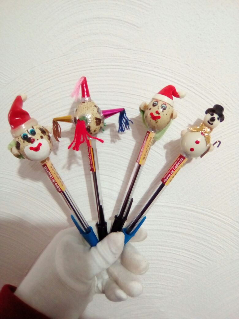 Diseños surtidos para esta época navideña en plumas (12 piezas)